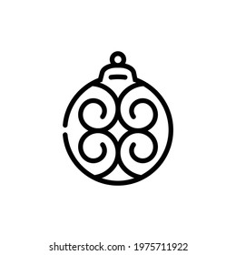 Christmas xmas ornament ball icon in Outline style. Decorative balls with motifs are a Christmas tree decoration. Vector illustration of icons that can be used for apps, websites, or logos