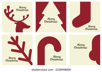 Christmas Xmas pine fir lush tree. Greeting card, banner, poster,socks,deer,Candy cane from cookies,bell