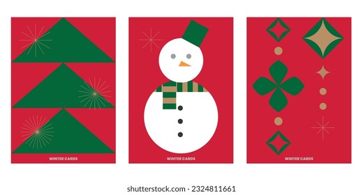 Christmas Xmas Postcards Winter Snowman Tree Candle