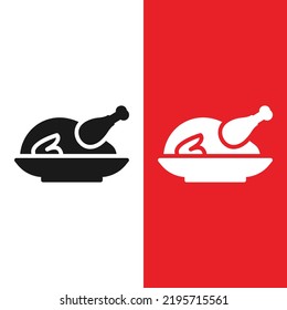 Christmas Xmas Roasted Chicken Vector icon in Glyph Style. Roasted chicken is one of the menus for a Christmas dinner. Vector illustration icon that can be used for apps, websites, or part of a logo
