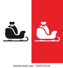 Christmas Xmas Sleigh Vector icon in Glyph Style. Sleighs are large sleds or carriages used for transportation in colder climates. Vector illustration icon that can be used for apps, website, or logo