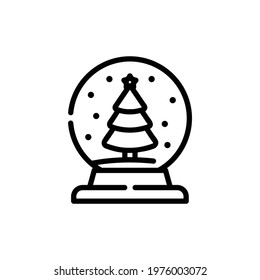 Christmas Xmas Snow Globe Vector icon in Outline Style. a snow globe with a christmas tree is a replica of winter and christmas. Vector illustration icon that can be used for apps, websites, or logo