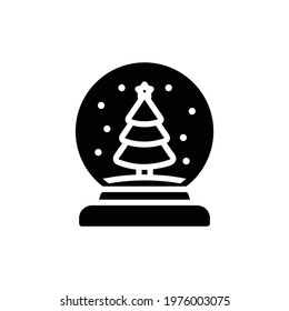 Christmas Xmas Snow Globe Vector icon in Glyph Style. a snow globe with a christmas tree is a replica of winter and christmas. Vector illustration icon that can be used for apps, websites, or logo