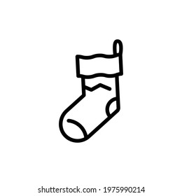 Christmas Xmas Sock Vector icon in Outline Style. a sock to place gift or candy on Christmas eve. Hanging on the fireplace. Vector illustration icon that can be used for app, web, or part of a logo