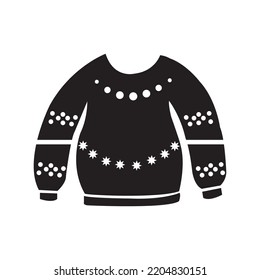 Christmas xmas sweater clothing icon | Black Vector illustration |