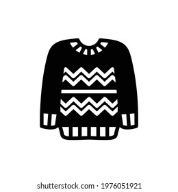 Christmas Xmas Sweater Vector icon in Glyph Style. A Sweater made of wool to keep warm in winter. Vector illustration icon that can be used for apps, websites, or part of a logo
