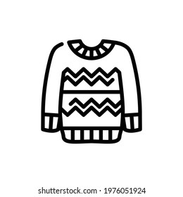 Christmas Xmas Sweater Vector icon in Outline Style. A Sweater made of wool to keep warm in winter. Vector illustration icon that can be used for apps, websites, or part of a logo