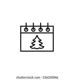 christmas xmas tree calender date schedule december winter date holiday day celebration appointment line black icon on white background