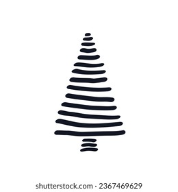 Christmas Xmas tree logo icon sign Spruce decorative element Hand drawn ink sketch Doodle cartoon festive design style Fashion print clothes greeting invitation card flyer poster banner cover sticker