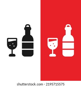 Christmas Xmas Wine Bottle Vector icon in Glyph Style. Wine is a drink that is often drunk by adults at parties. Vector illustration icon that can be used for apps, websites, or part of a logo