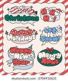 Weihnachten und Jahresende Text Blase Illustration Set
