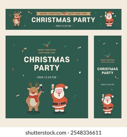 Christmas, year-end, new year, year-end night banner vector illustration template