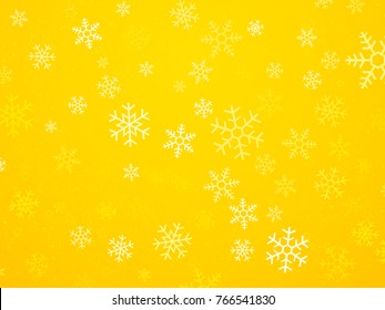 Christmas yellow background with snowflakes