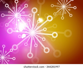 Christmas yellow color abstract background with white transparent snowflakes. Holiday winter template, New Year layout