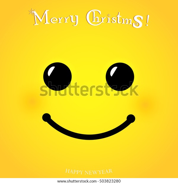 Weihnachtsgelbes Smiley Gesichtsplakat Frohe Weihnachten Vektorgrafik Stock Vektorgrafik Lizenzfrei