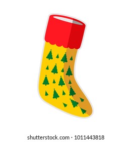 Christmas Yellow Sock Trees Vector Graphic Illustration Sign Symbol Design