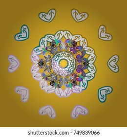 Christmas yellow, white and neutrals. Vector illustration. Magic yellow, white and neutral holiday abstract background with star and falling snowflakes.