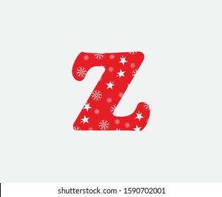 Christmas Z Letter Logo icon. Initial Z Vector design concept christmas letter material logo icon for initial banner, poster.