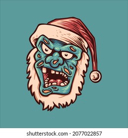 christmas zombie illustration vector design