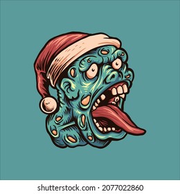 Christmas Zombie Illustration Vector Design
