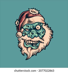 christmas zombie illustration vector design