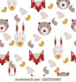 Christmas zoo winter seamless pattern