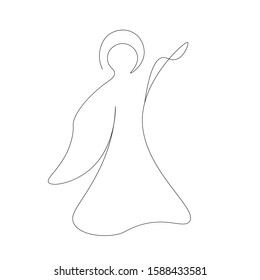 Christmasangel, line drawing design vector illustration