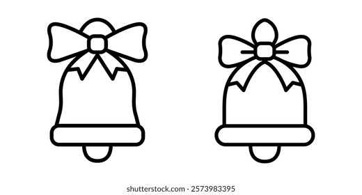 christmas-bell  outline or line icon design bundle.