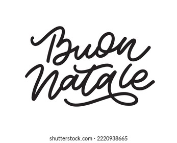 Navidad,Tarjeta de felicitación Buon Natale.Grabación a mano en italiano.Grabación de vacaciones.Plantilla de año nuevo.Vector vintage, diseño de tipografía.