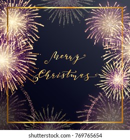 ChristmasCard with Fireworks Vector illustration.