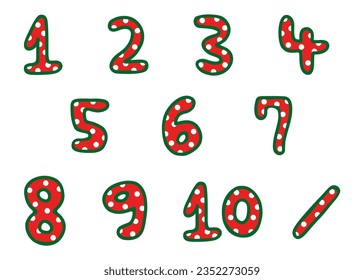 Christmas-colored dots, hand-drawn numbers, vector materials
