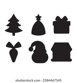 Christmas-Editable Icon Set silhouette vector illustration. Christmas vector illustration.