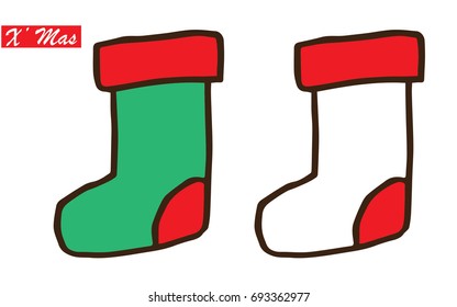 Christmas'g gift sock outline vector.