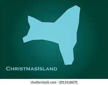 ChristmasIsland map cyan Color on Green Backgound