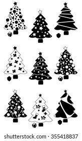 Christmas,New year tree icon set