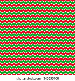 Christmass background with green and red zig-zag stripes. Vector seamless pattern.