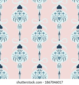 Christmass ball seamless pattern for fabric, wrapping or digital paper. Trendy colors, hand drawn balls