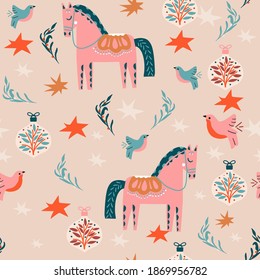 Weihnachtskugel nahtloses Muster für Stoff, Umhüllung oder Digitalpapier. Trendfarben, handgezeichnete Bälle