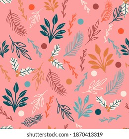 Christmass ball seamless pattern for fabric, wrapping or digital paper. Trendy colors, hand drawn balls