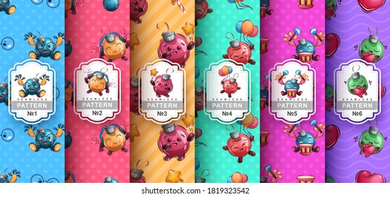 Christmass ball - set seamless pattern. Vector eps 10