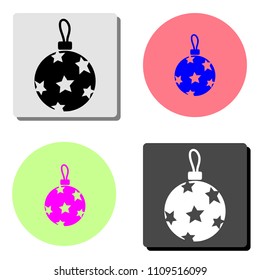 christmass ball. simple flat vector icon illustration on four different color backgrounds