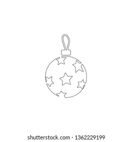 christmass ball. simple flat vector icon illustration. outline line symbol - editable stroke