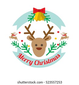 Christmass deer flat style vector logotype
