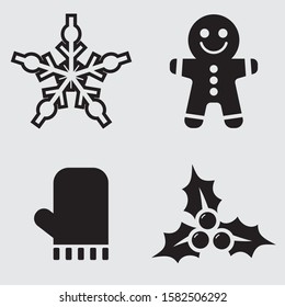 Christmass flat vector icon set
