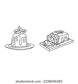 christmass food menu hand drawn doodle illustrations vector set