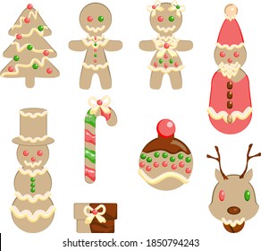 Christmass gingerbread cookies vector collection