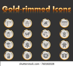 christmass gold-rimmed icons for your creative ideas