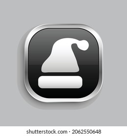christmass hat icon design. Glossy Button style rounded rectangle isolated on gray background.. Vector illustration