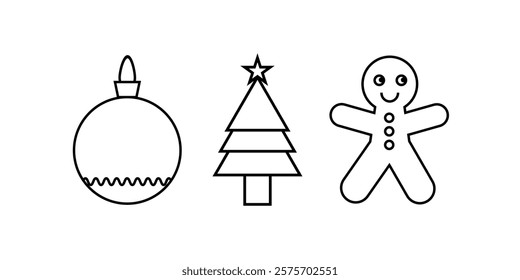 Christmass icons set. line vector illustrations on a white background. Vector illustration
