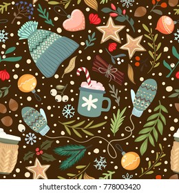 christmass items seamless pattern. vector illustration